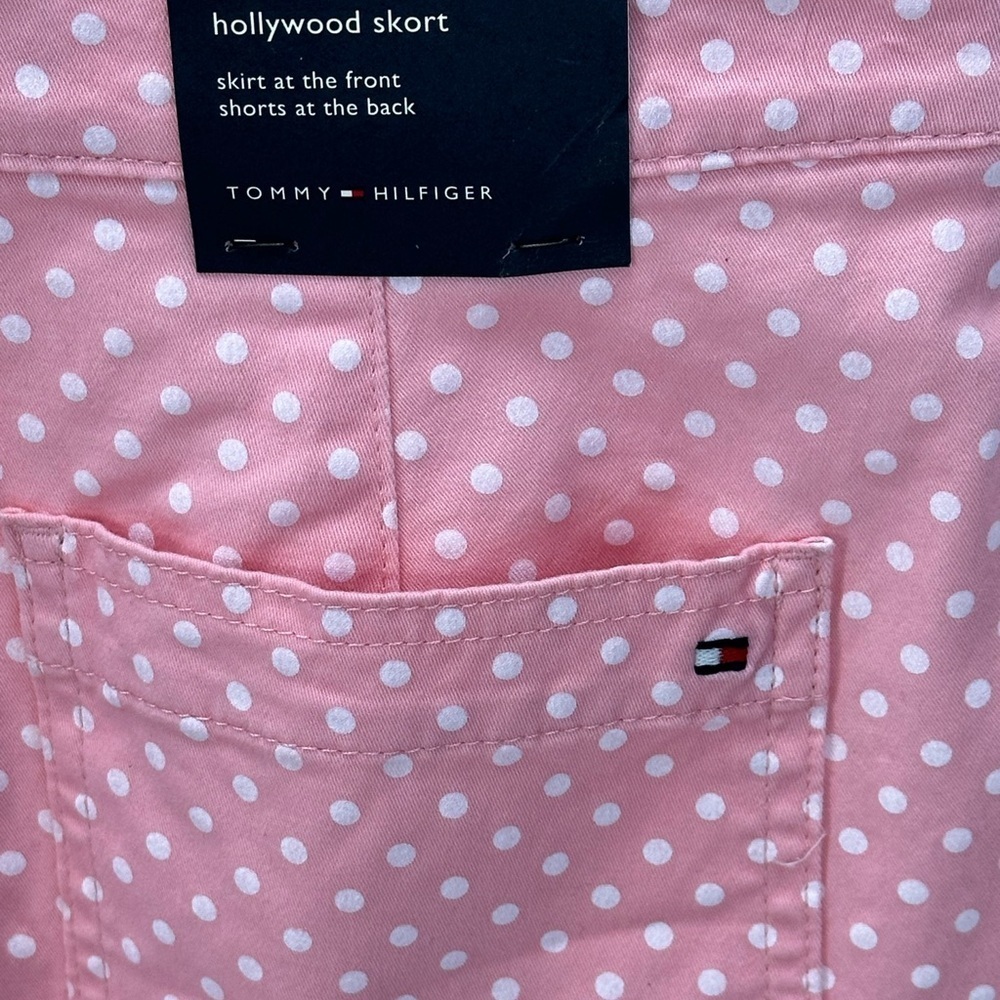 Tommy Hilfiger Pink Polka Dot Faux Wrap Hollywood Shorts - Pink White - size 2 - Picture 7 of 12